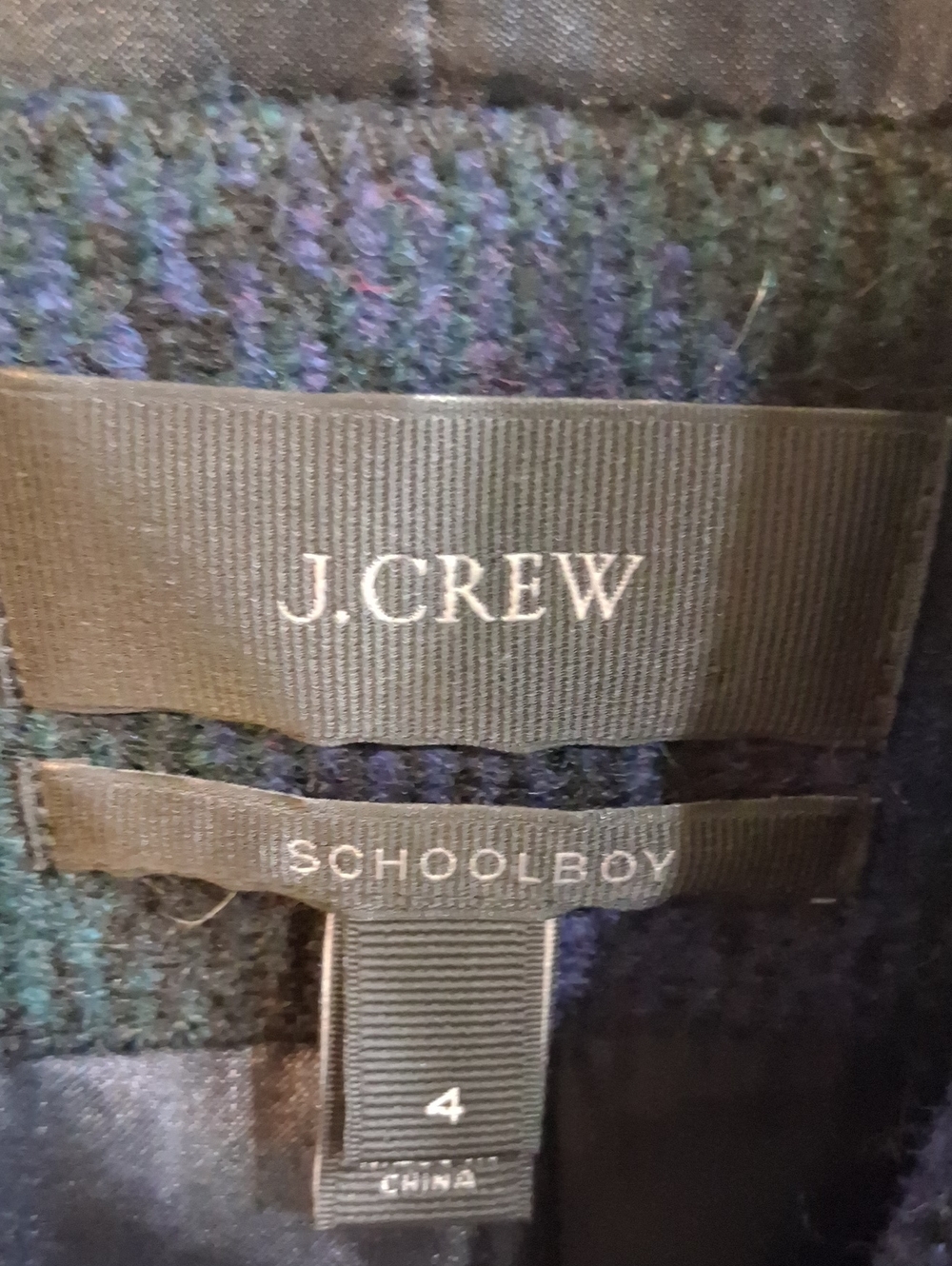 J. Crew 100% Wool Tartan Plaid School Boy Blazer Size 4 - Picture 4 of 9